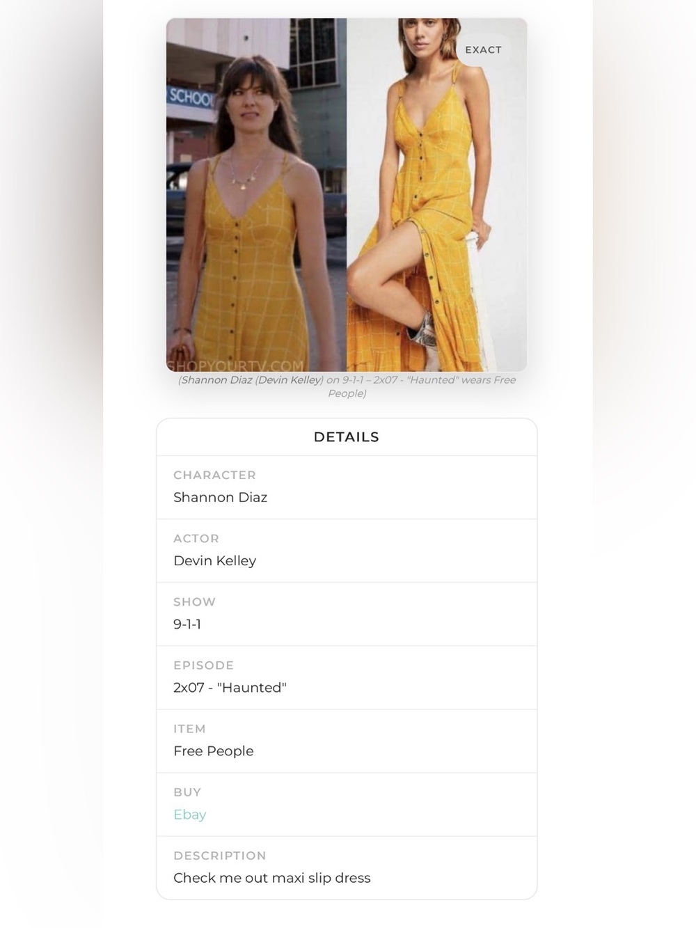 Free People Check Me Out plaid maxi Slip Dress Mustard yellow